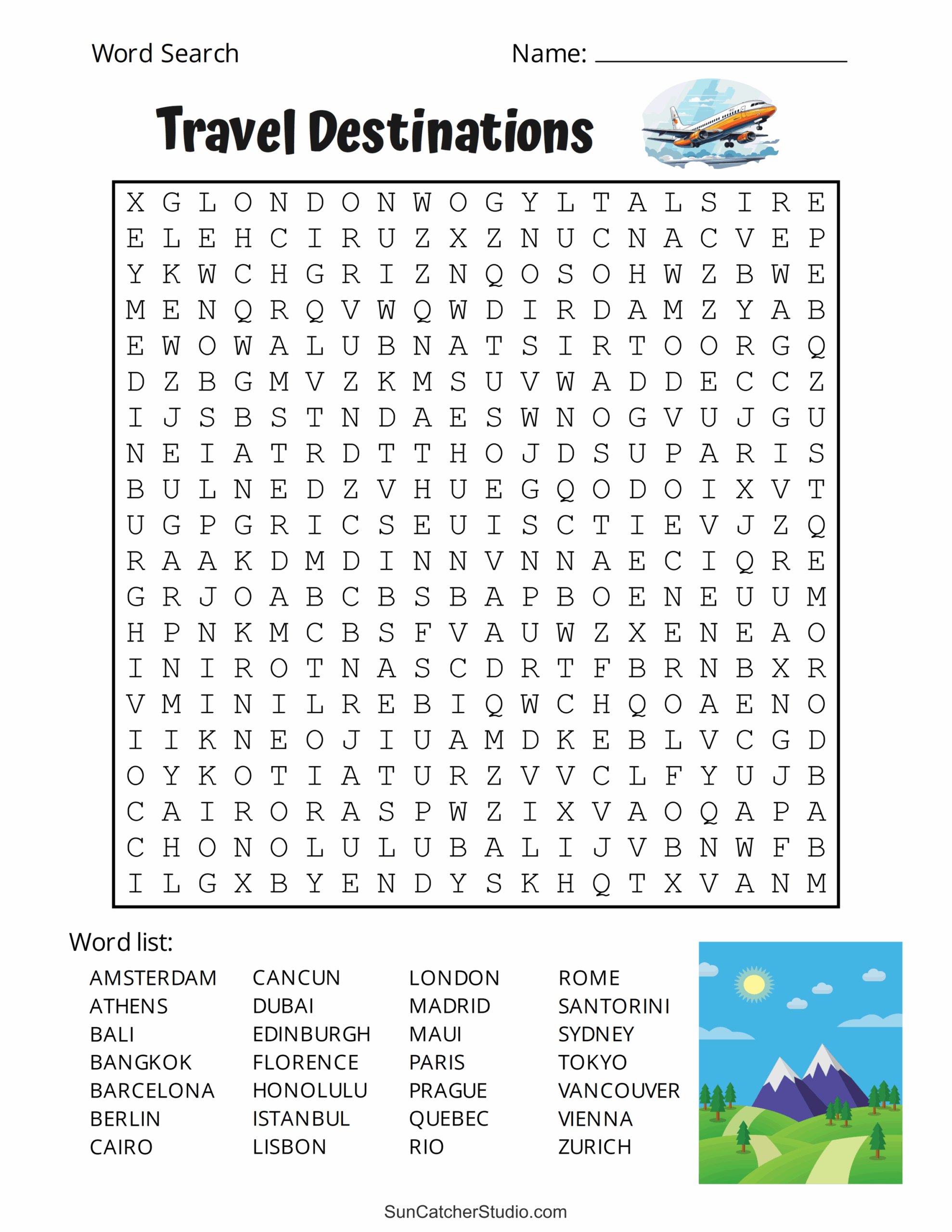 Free Printable Word Searches